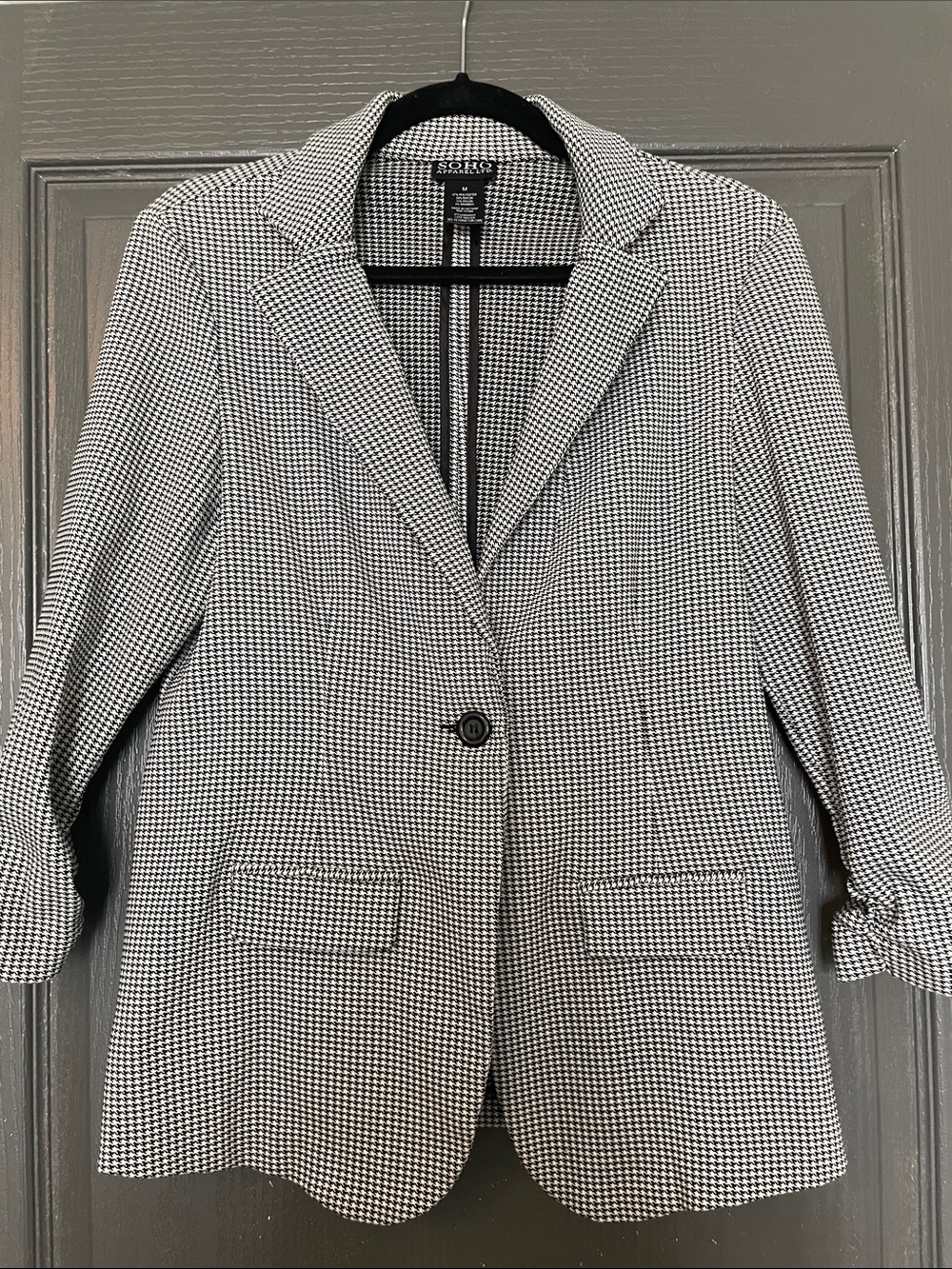 Soho Apparel Black and White Houndstooth Blazer